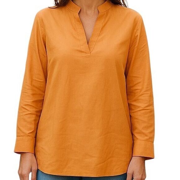 HARSHMAN Ellis Cotton Popover Tunic Blouse Persimmon Coral Sz XS | NWT MSRP $225 - Picture 1 of 9